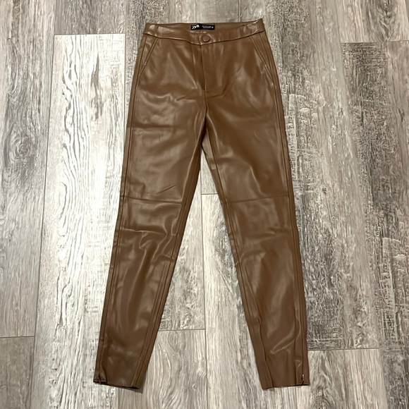 Zara pleather skinny pants. Good condition ankle zippers Small - Picture 1 of 7